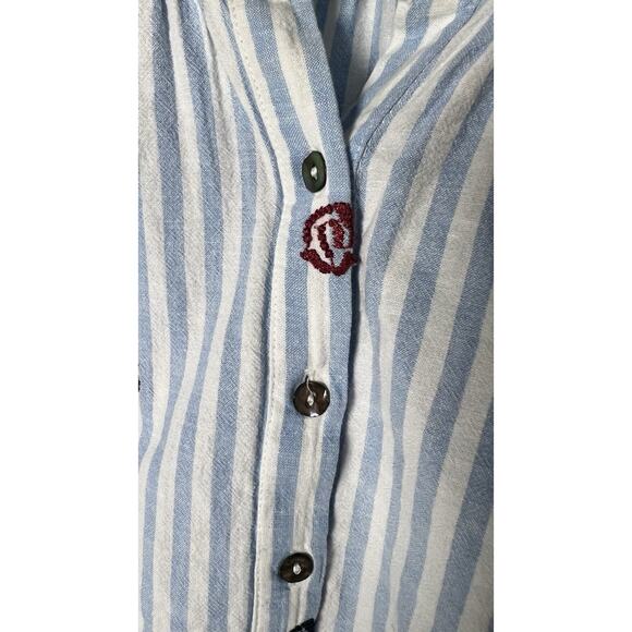ANTHROPOLOGIE Akemi + Kim Size XS Adela Striped Embroidered Boho Blouse - Picture 5 of 9
